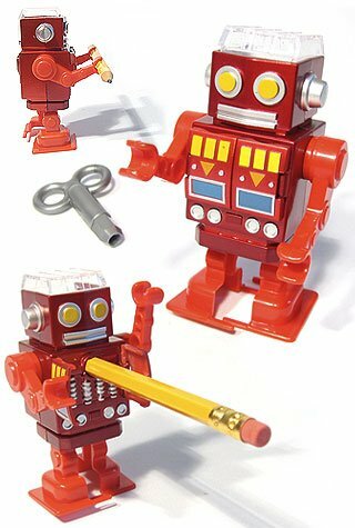 Red robot walking - walking, pencil